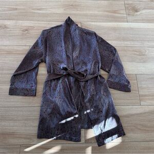 Victoria's Secret Dark Purple Satin Patterned Robe Rare Model